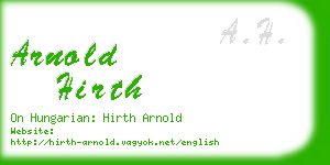 arnold hirth business card